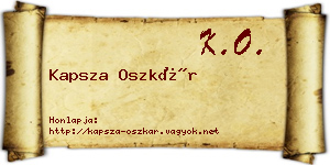 Kapsza Oszkár névjegykártya
